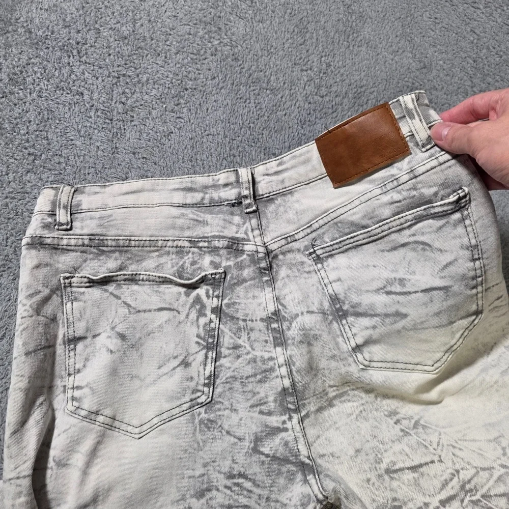 Waimea Mens 36 Skinny Fit Jeans Grey Acid Wash Distressed Rhinestone Streetwear